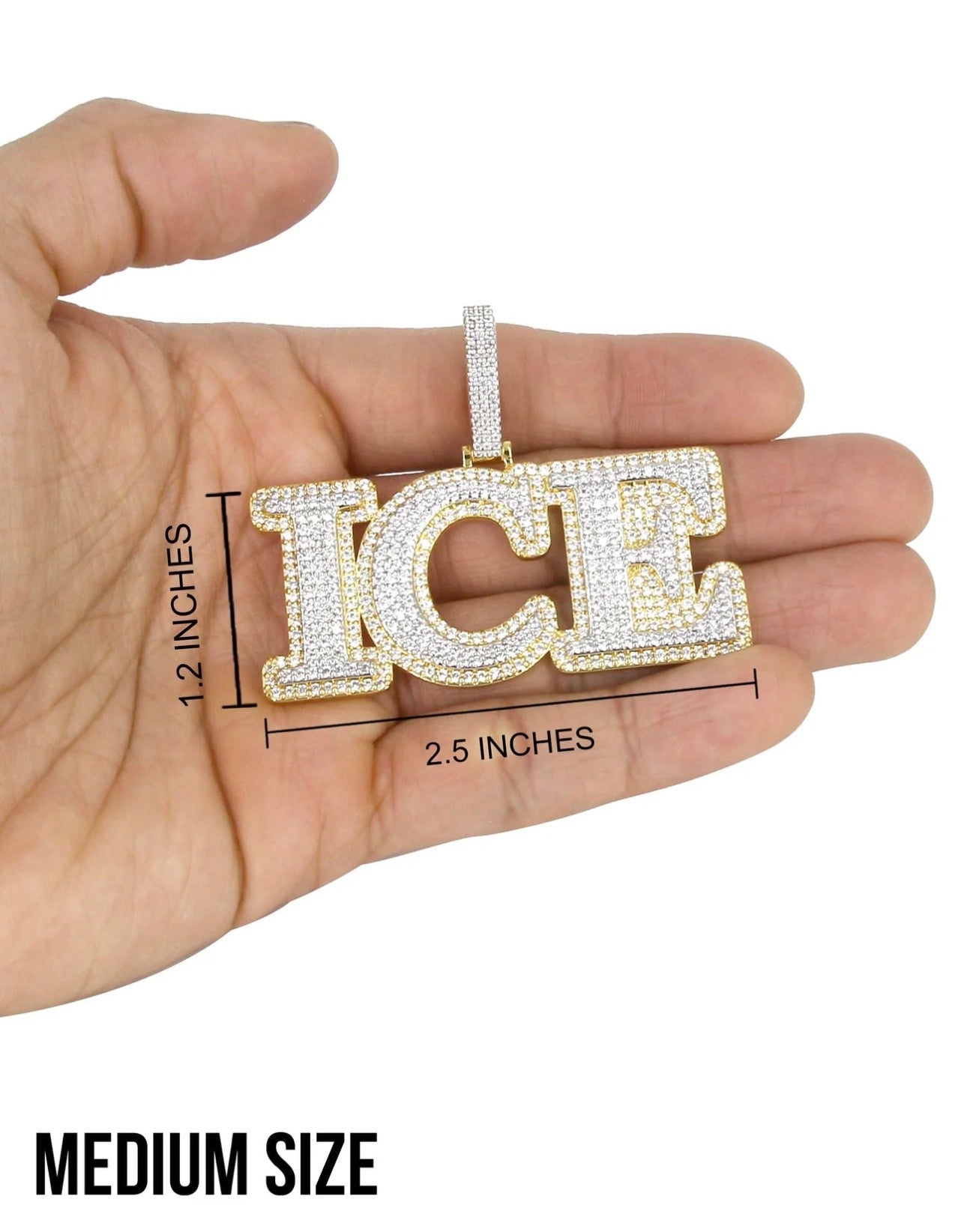 ICE Diamond Letter Pendant – Gold Tone