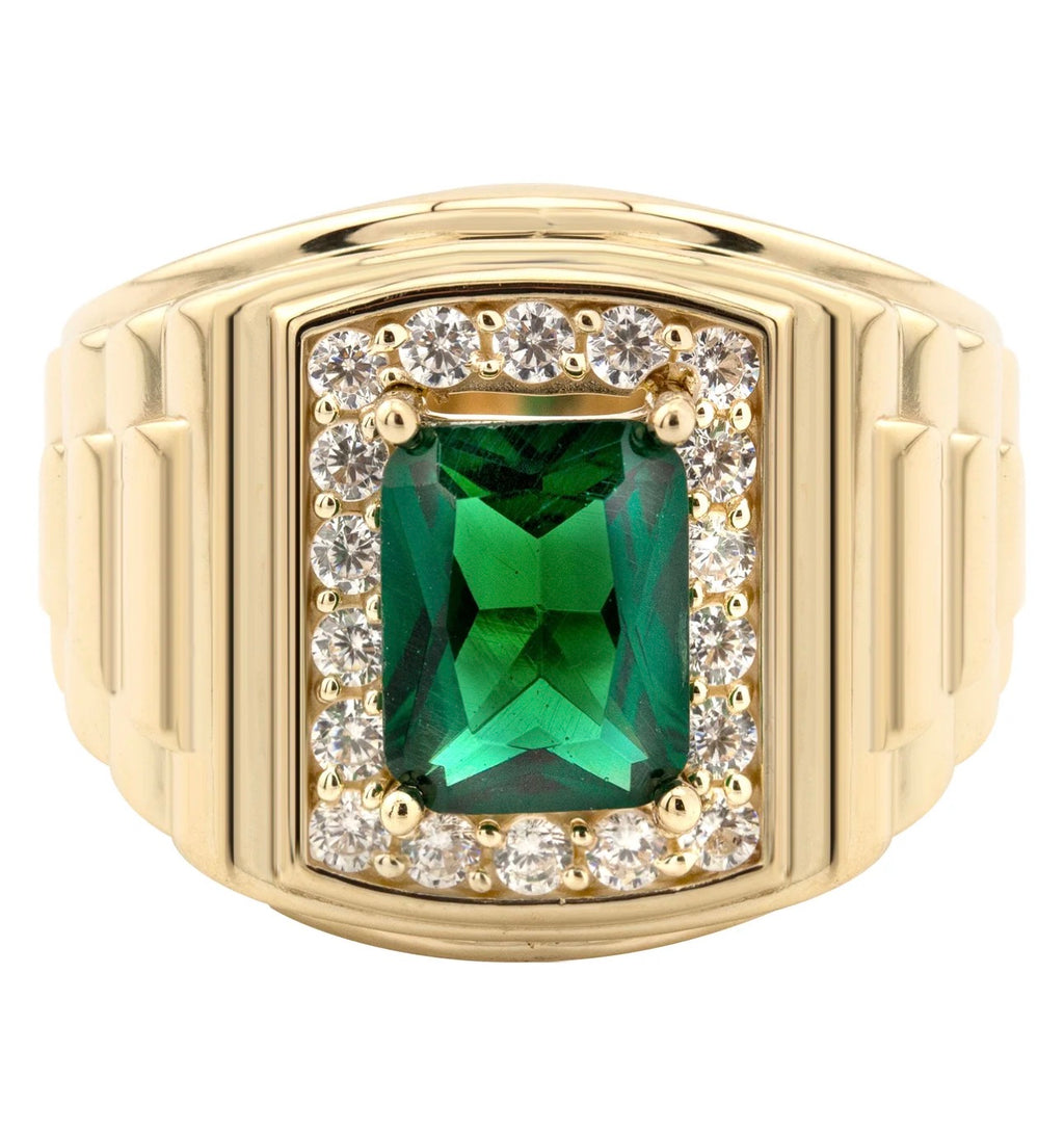 Emerald Royal Signet Ring – Gold Tone