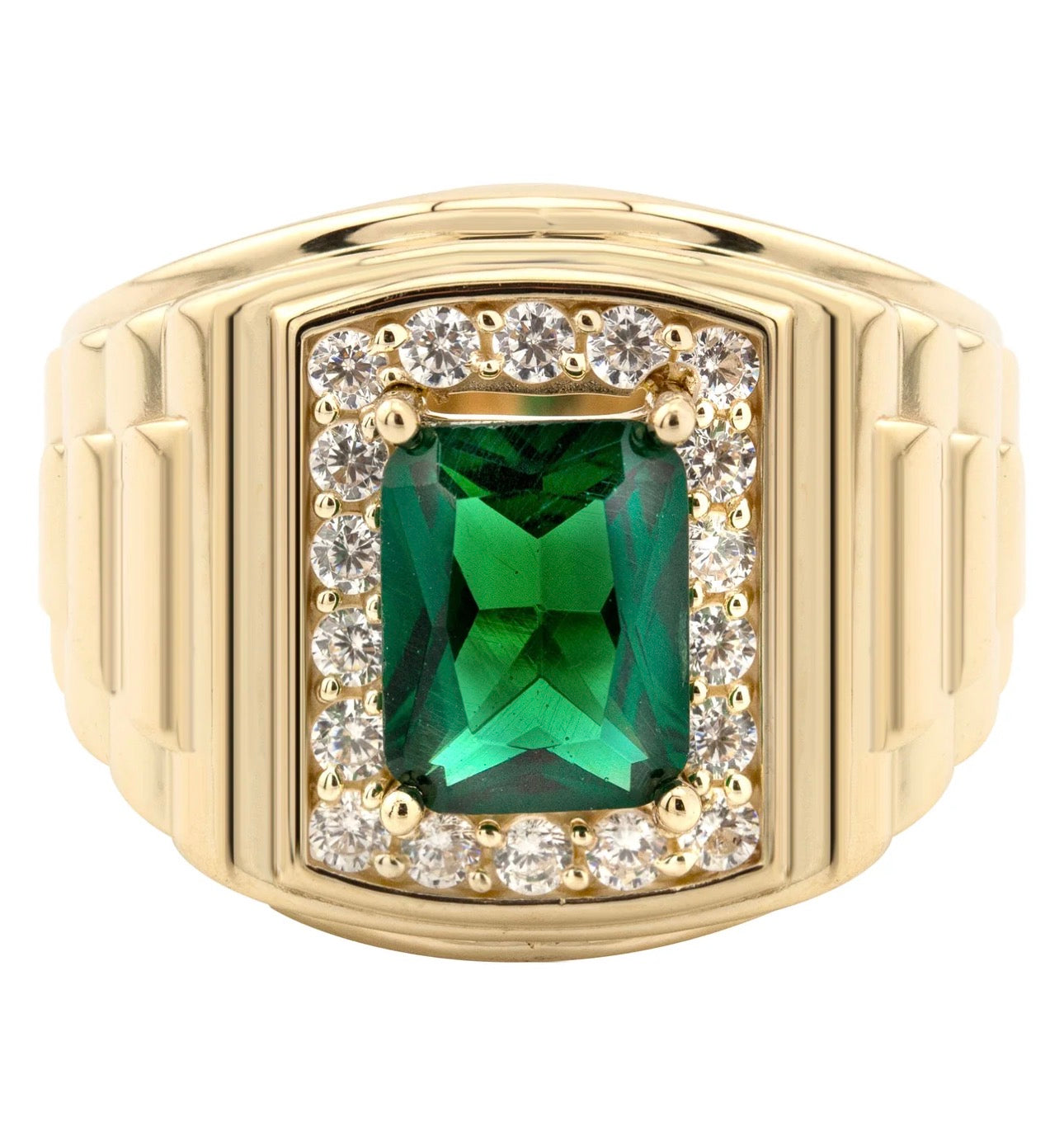 Emerald Royal Signet Ring – Gold Tone