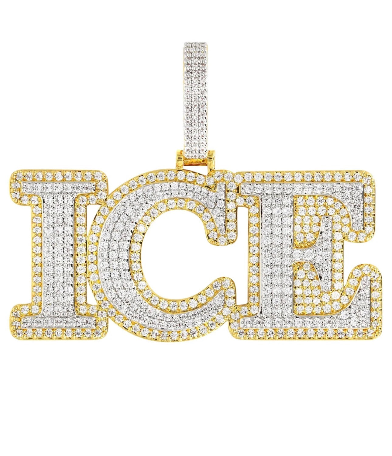 ICE Diamond Letter Pendant – Gold Tone