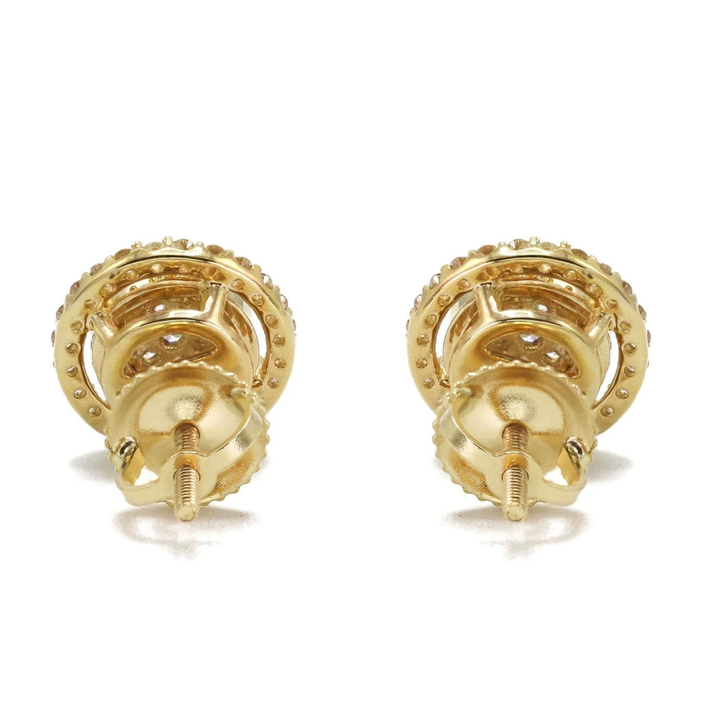Iced Round Stud Earrings – Gold Tone