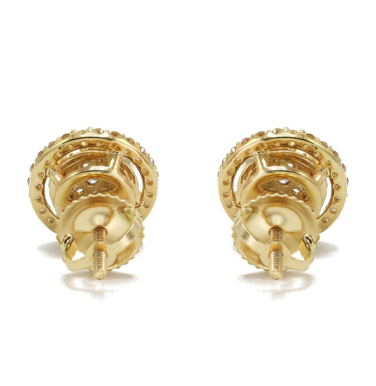 Iced Round Stud Earrings – Gold Tone