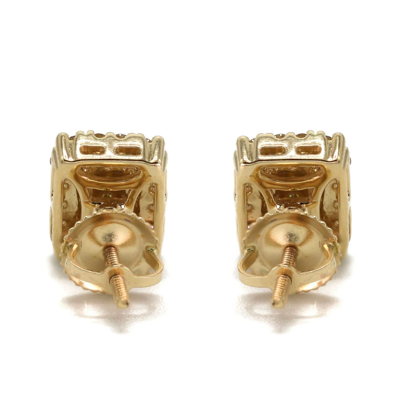 Iced Square Stud Earrings – Gold Tone