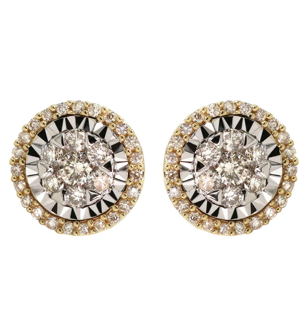 Iced Round Stud Earrings – Gold Tone