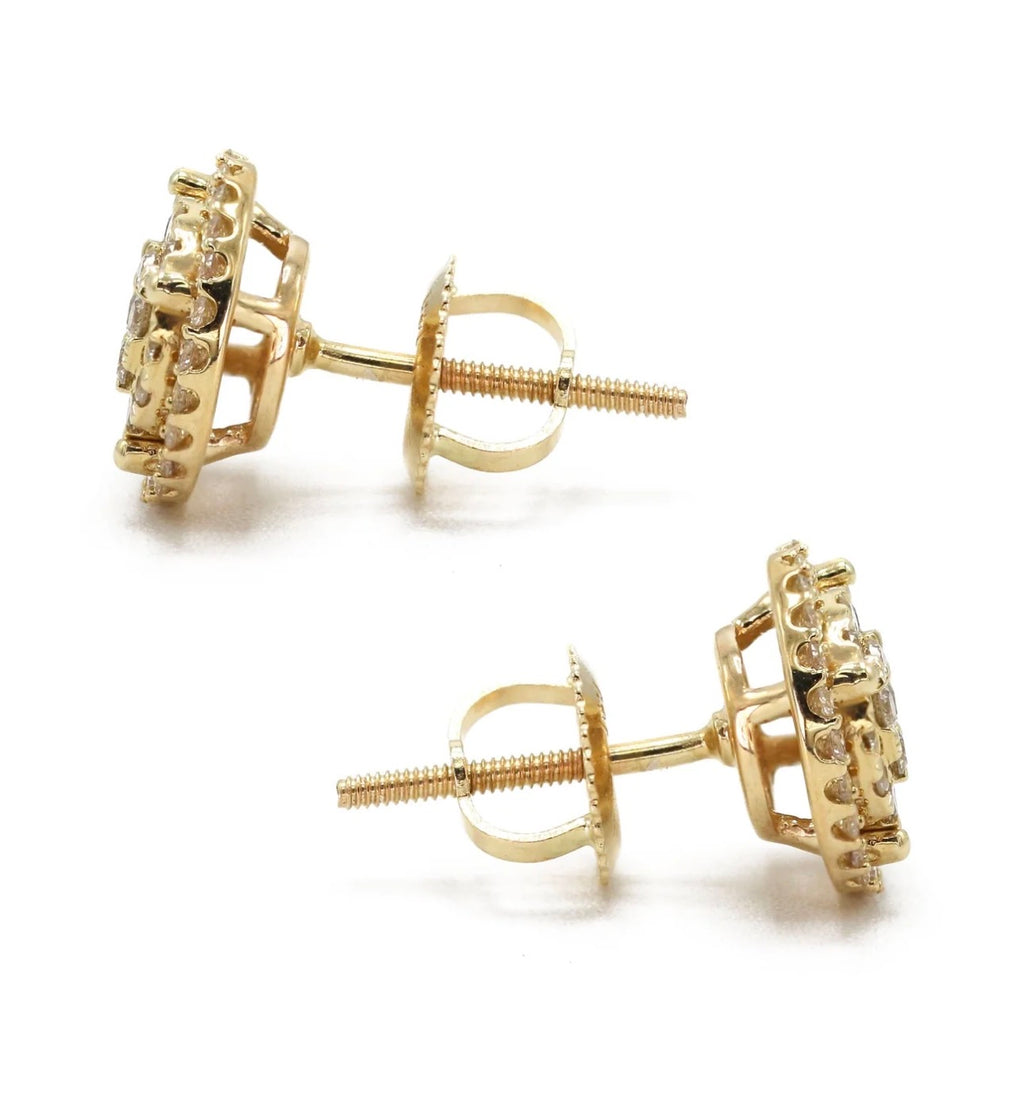 Iced Round Stud Earrings – Gold Tone