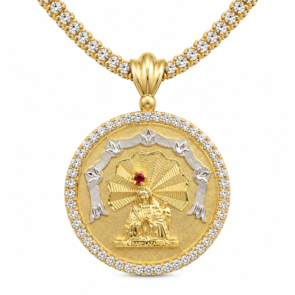 Saint Lazarus Medallion Necklace – 14K Gold