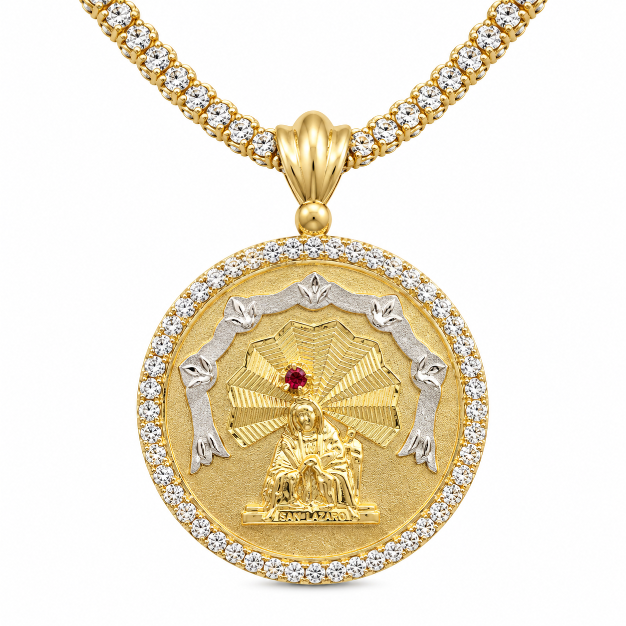 Saint Lazarus Medallion Necklace – 14K Gold