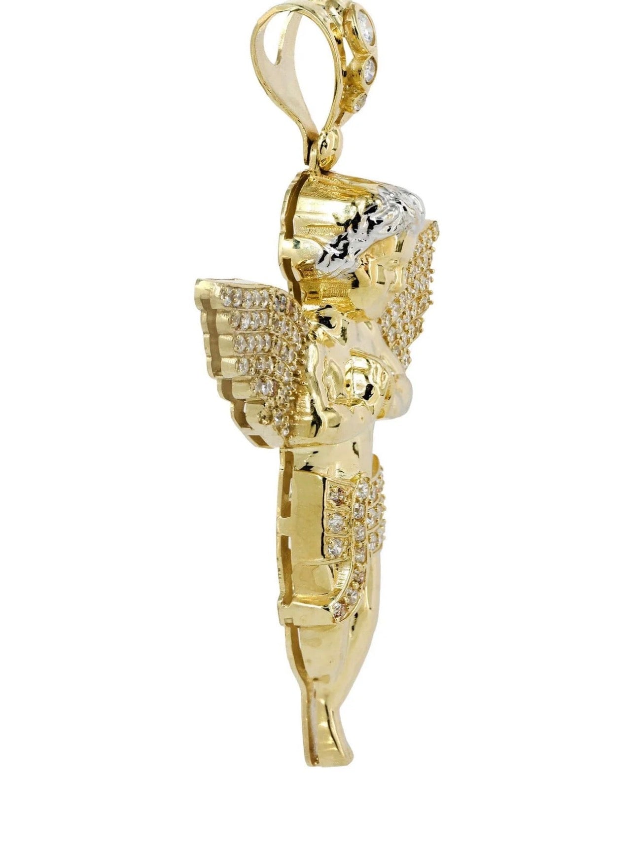Iced Angel Medallion – Gold Tone