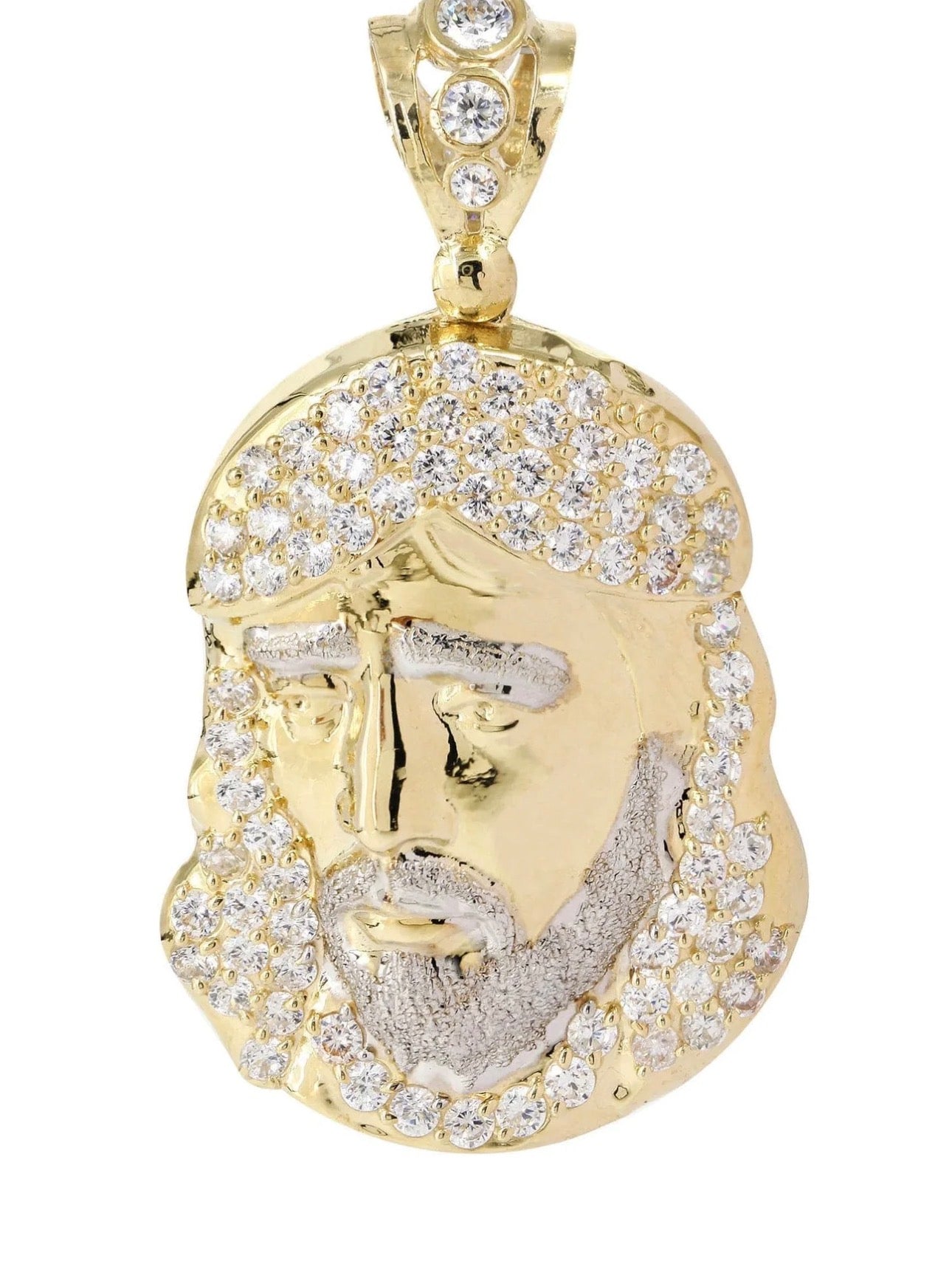 Iced Jesus Face Medallion – Gold Tone